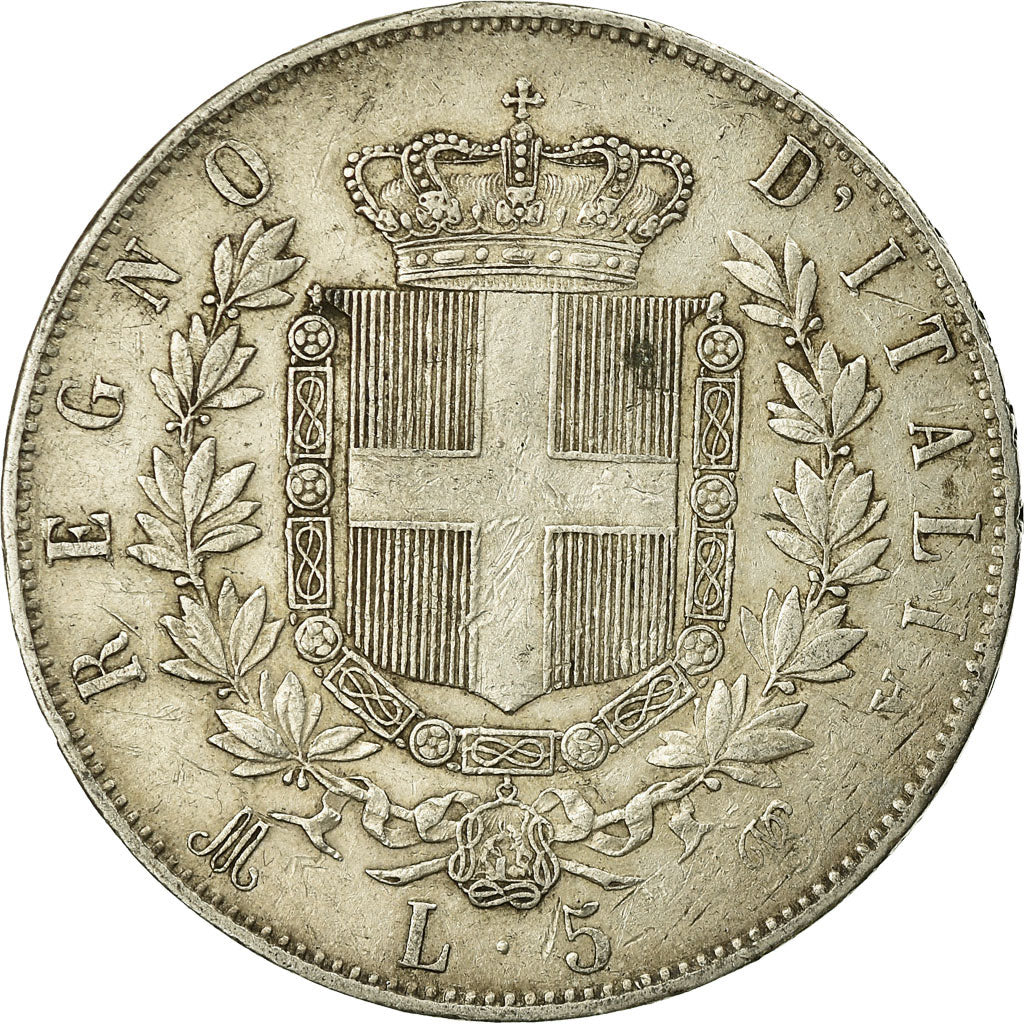 Coin, Italy, Vittorio Emanuele II, 5 Lire, 1873, Milan, VF(30-35), Silver
