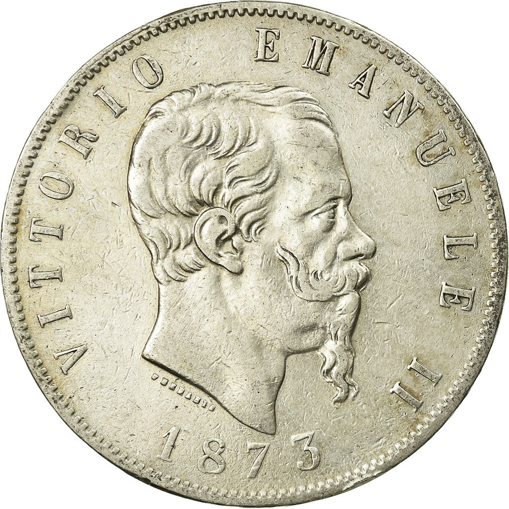 Coin, Italy, Vittorio Emanuele II, 5 Lire, 1873, Milan, VF(30-35), Silver