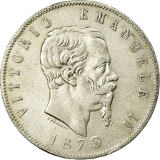 Coin, Italy, Vittorio Emanuele II, 5 Lire, 1873, Milan, VF(30-35), Silver