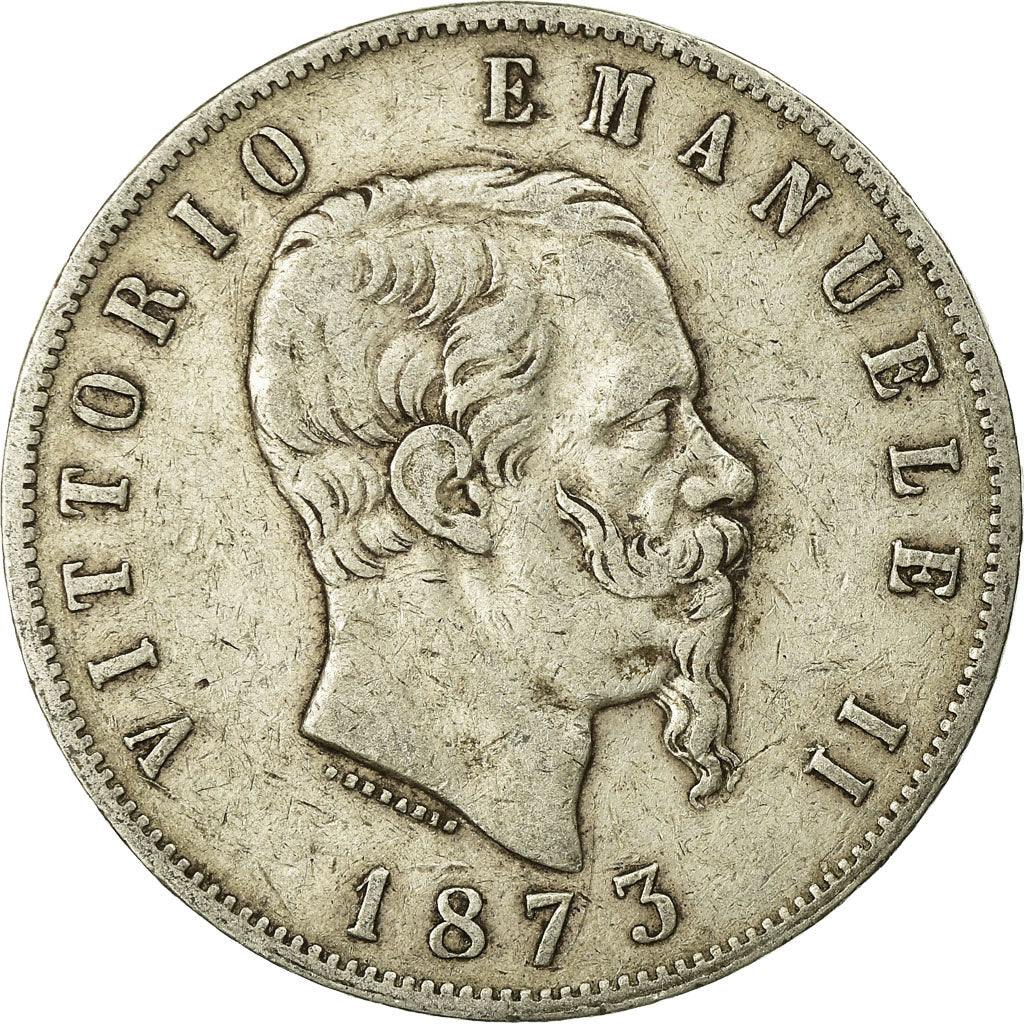 Moneta, Italia, Vittorio Emanuele II, 5 Lire, 1873, Milan, MB, Argento, KM:8.3