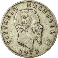Moneta, Italia, Vittorio Emanuele II, 5 Lire, 1873, Milan, MB, Argento, KM:8.3