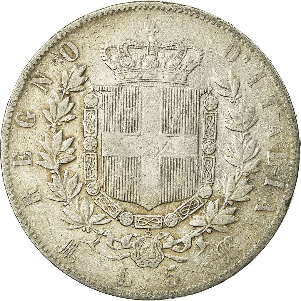 Moneta, Włochy, Vittorio Emanuele II, 5 Lire, 1873, Milan, VF(20-25), Srebro