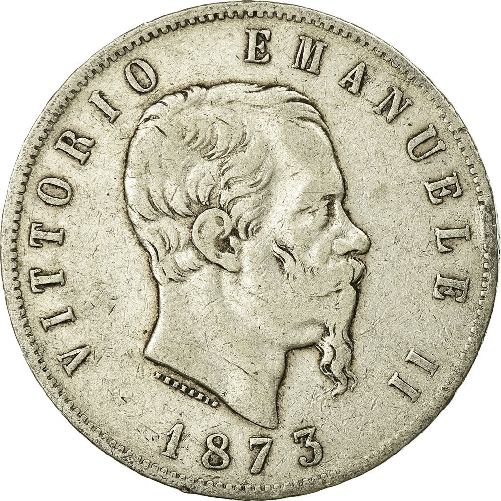 Münze, Italien, Vittorio Emanuele II, 5 Lire, 1873, Milan, S, Silber, KM:8.3