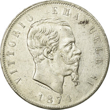 Coin, Italy, Vittorio Emanuele II, 5 Lire, 1874, Milan, EF(40-45), Silver
