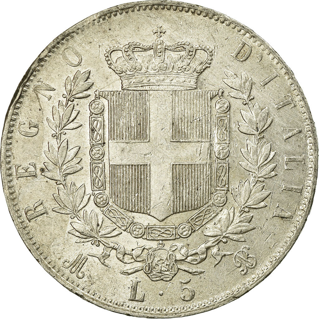 Coin, Italy, Vittorio Emanuele II, 5 Lire, 1874, Milan, EF(40-45), Silver