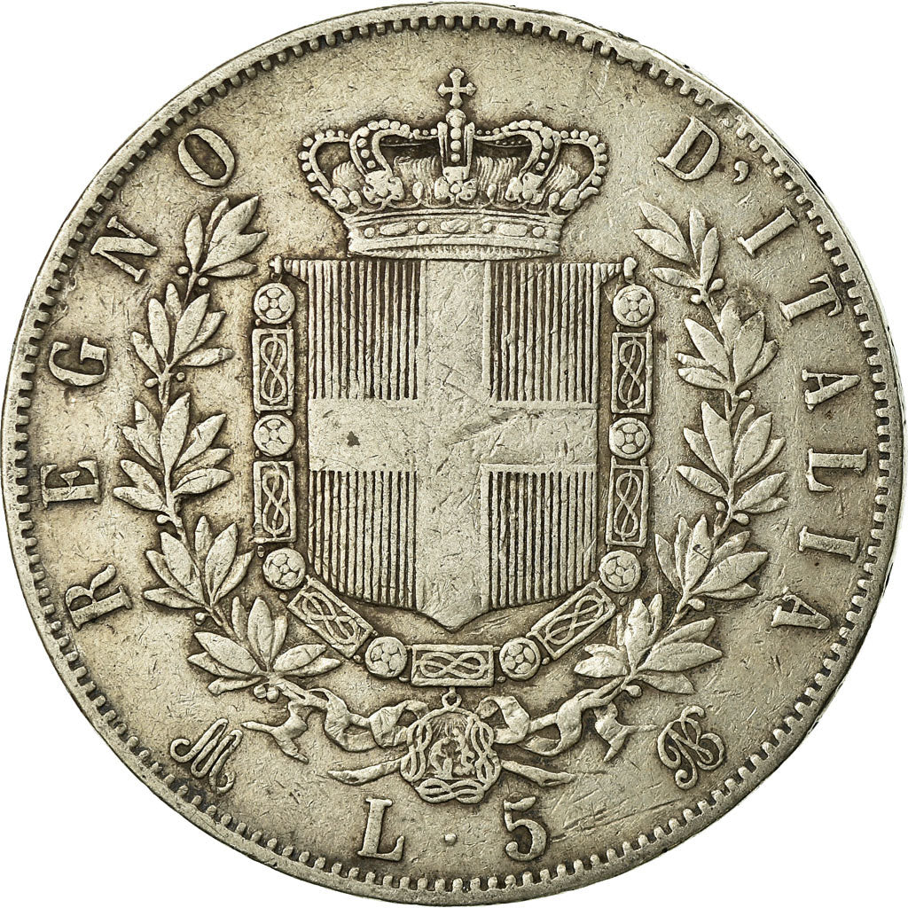 Coin, Italy, Vittorio Emanuele II, 5 Lire, 1874, Milan, VF(30-35), Silver