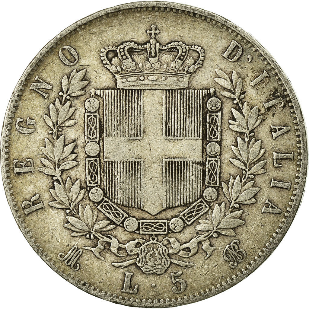 Coin, Italy, Vittorio Emanuele II, 5 Lire, 1874, Milan, VF(20-25), Silver
