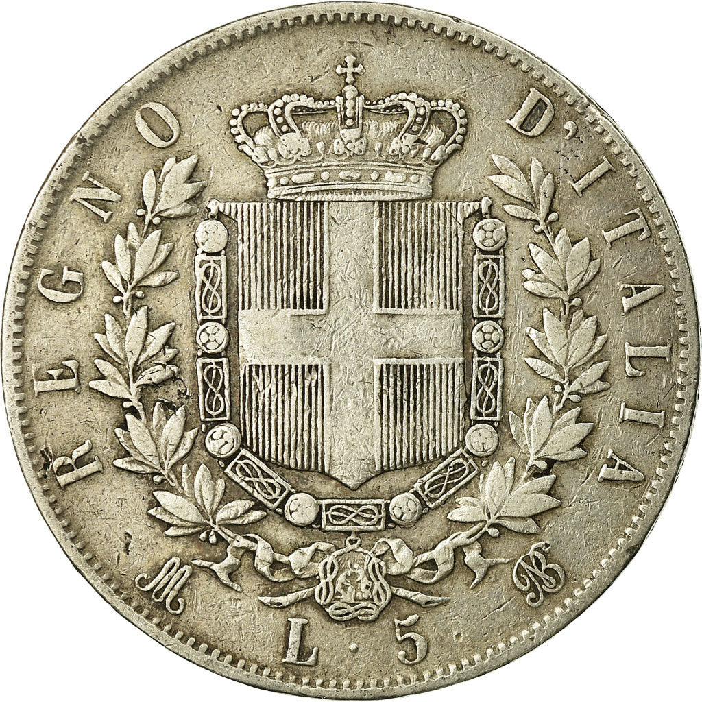 Coin, Italy, Vittorio Emanuele II, 5 Lire, 1874, Milan, VF(20-25), Silver
