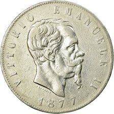 Coin, Italy, Vittorio Emanuele II, 5 Lire, 1877, Rome, EF(40-45), Silver, KM:8.4