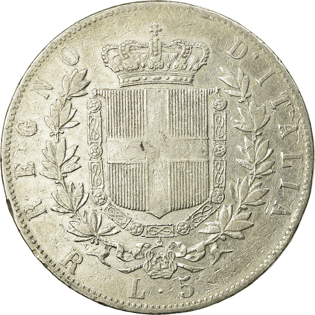 Coin, Italy, Vittorio Emanuele II, 5 Lire, 1877, Rome, EF(40-45), Silver, KM:8.4