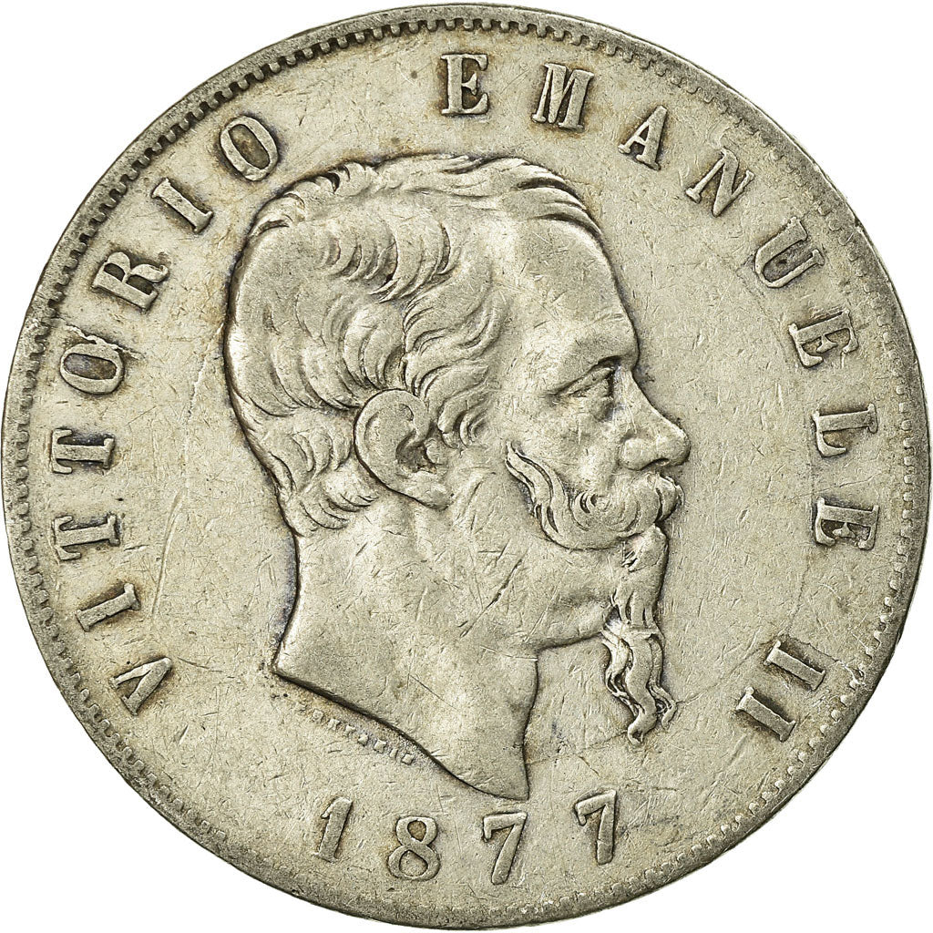 Monnaie, Italie, Vittorio Emanuele II, 5 Lire, 1877, Rome, TB+, Argent, KM:8.4