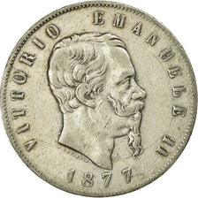 Monnaie, Italie, Vittorio Emanuele II, 5 Lire, 1877, Rome, TB+, Argent, KM:8.4