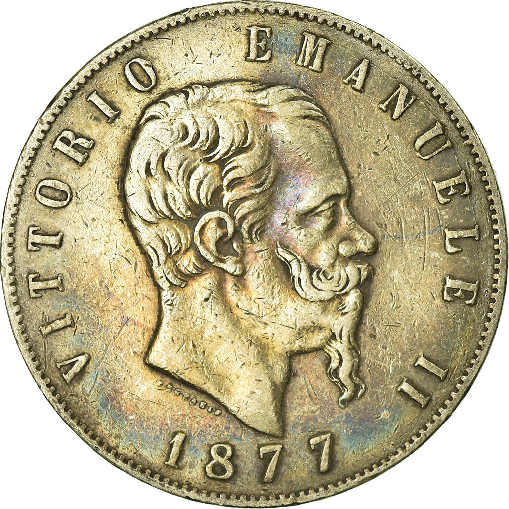 Monnaie, Italie, Vittorio Emanuele II, 5 Lire, 1877, Rome, TB, Argent, KM:8.4