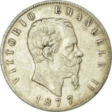 Moneta, Italia, Vittorio Emanuele II, 5 Lire, 1877, Rome, MB, Argento, KM:8.4