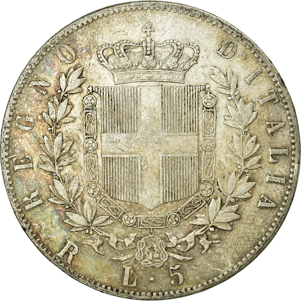 Moneta, Italia, Vittorio Emanuele II, 5 Lire, 1877, Rome, MB, Argento, KM:8.4