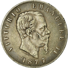 Monnaie, Italie, Vittorio Emanuele II, 5 Lire, 1877, Rome, TB, Argent, KM:8.4