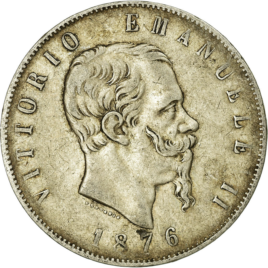 Münze, Italien, Vittorio Emanuele II, 5 Lire, 1876, Rome, S+, Silber, KM:8.4