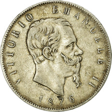 Münze, Italien, Vittorio Emanuele II, 5 Lire, 1876, Rome, S+, Silber, KM:8.4