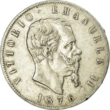 Coin, Italy, Vittorio Emanuele II, 5 Lire, 1876, Rome, VF(30-35), Silver, KM:8.4