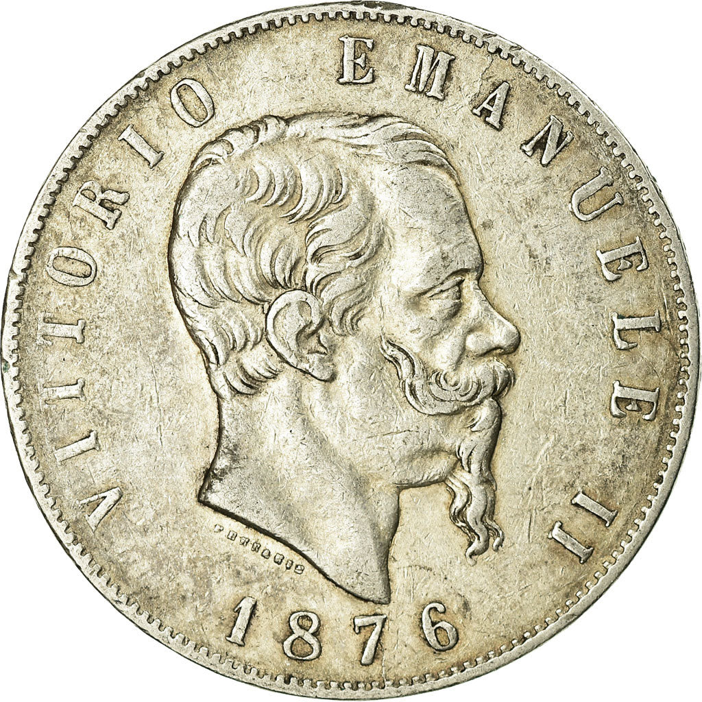 Moneta, Italia, Vittorio Emanuele II, 5 Lire, 1876, Rome, MB+, Argento, KM:8.4