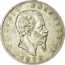 Moneta, Italia, Vittorio Emanuele II, 5 Lire, 1876, Rome, MB+, Argento, KM:8.4