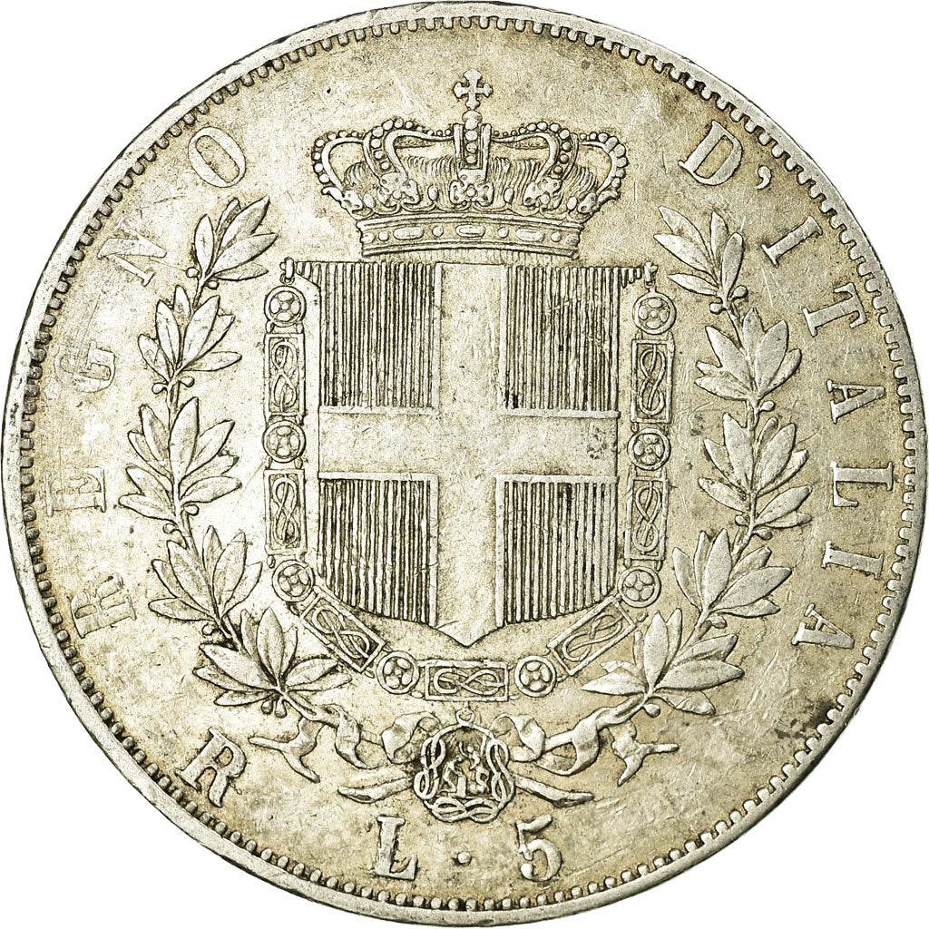 Moneta, Italia, Vittorio Emanuele II, 5 Lire, 1876, Rome, MB+, Argento, KM:8.4
