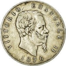 Münze, Italien, Vittorio Emanuele II, 5 Lire, 1876, Rome, S+, Silber, KM:8.4