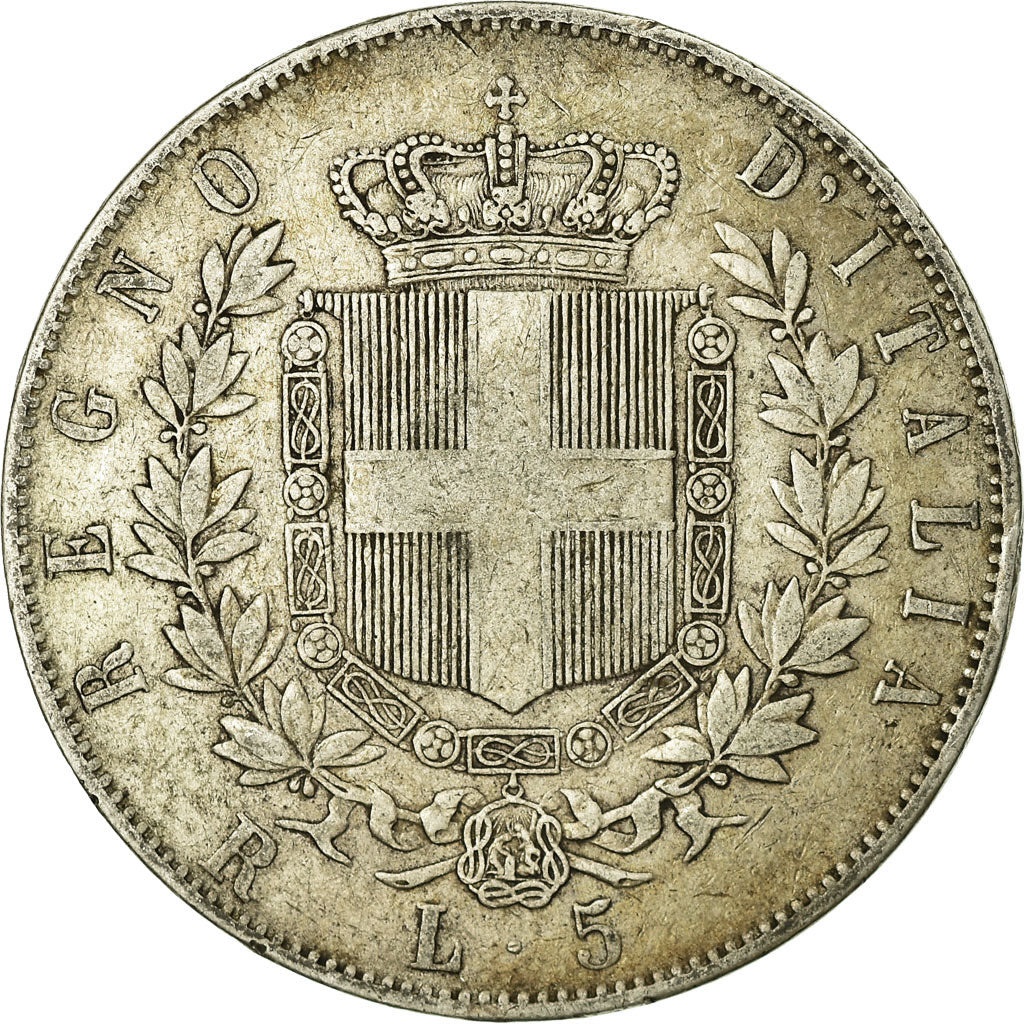 Münze, Italien, Vittorio Emanuele II, 5 Lire, 1876, Rome, S+, Silber, KM:8.4