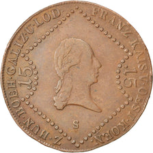AUSTRIA, 15 Kreuzer, 1807, Schmollnitz, KM #2138, AU(50-53), Copper, 35.12,...