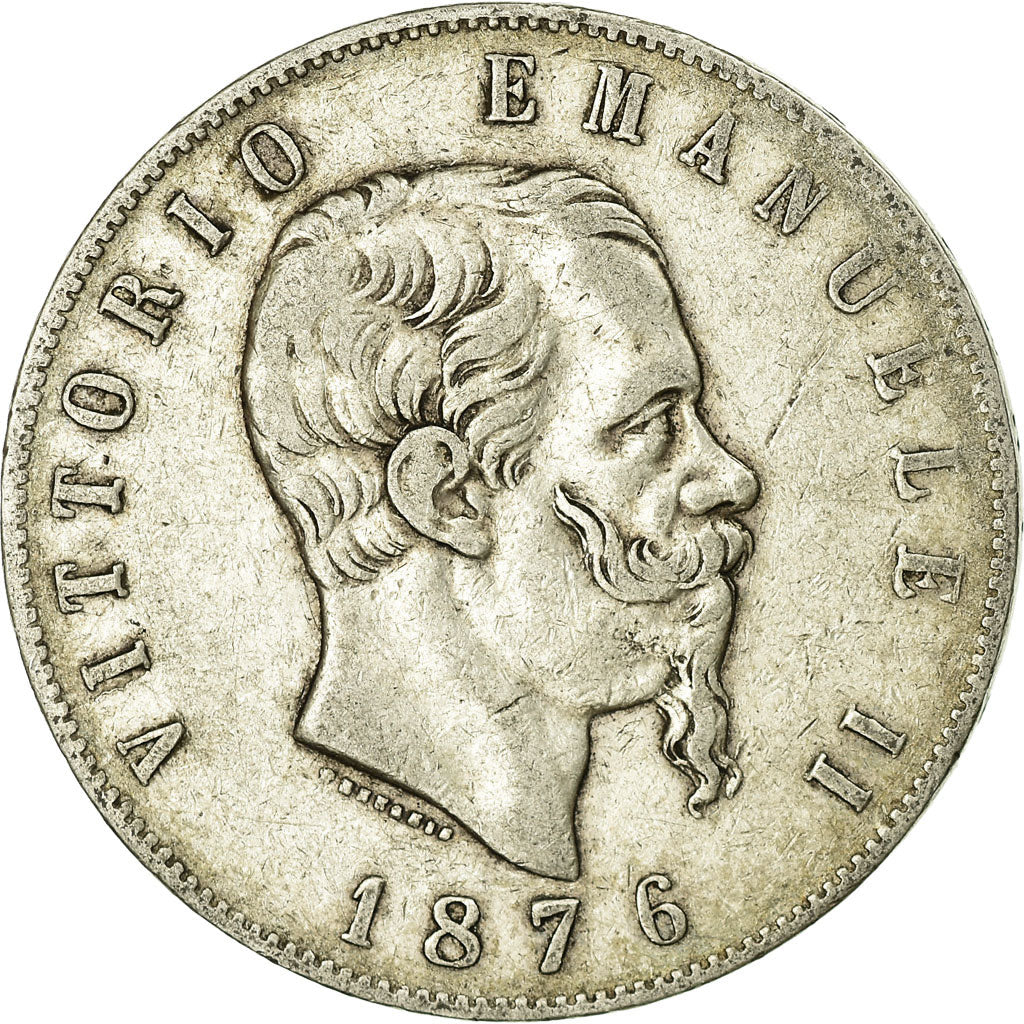 Moneta, Włochy, Vittorio Emanuele II, 5 Lire, 1876, Rome, VF(30-35), Srebro