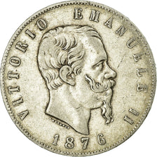 Moneta, Włochy, Vittorio Emanuele II, 5 Lire, 1876, Rome, VF(30-35), Srebro