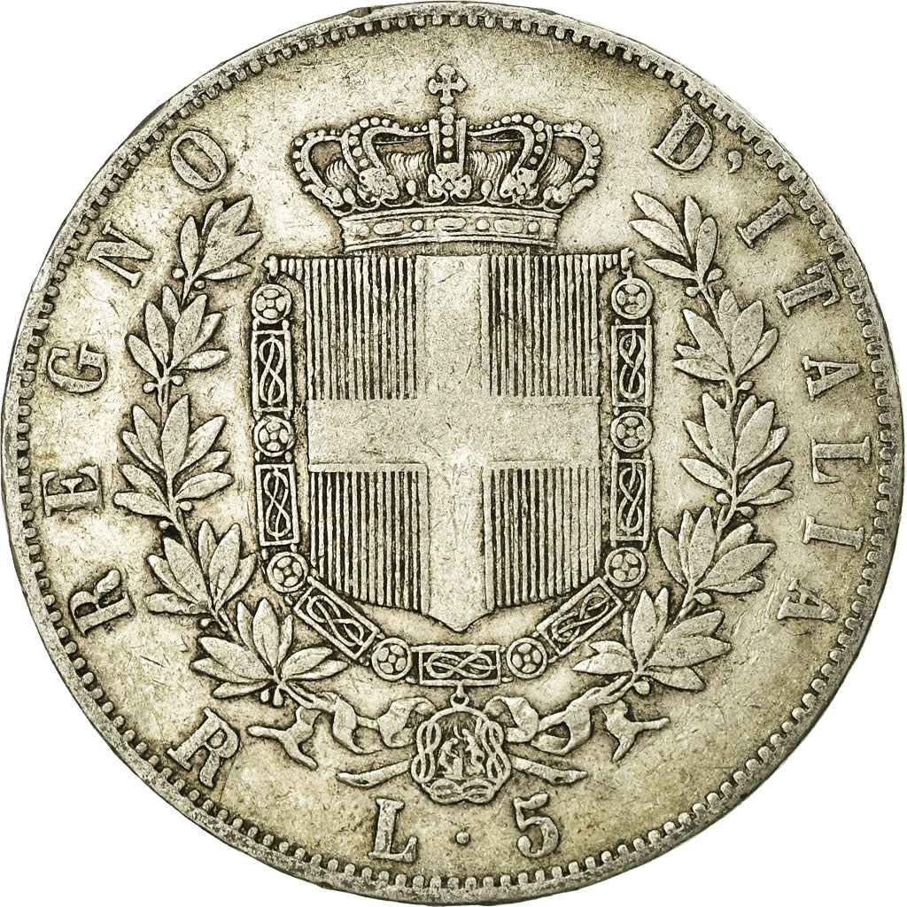 Moneta, Włochy, Vittorio Emanuele II, 5 Lire, 1876, Rome, VF(30-35), Srebro