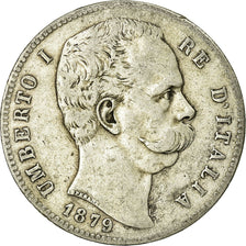 Coin, Italy, Umberto I, 5 Lire, 1879, Rome, VF(20-25), Silver, KM:20
