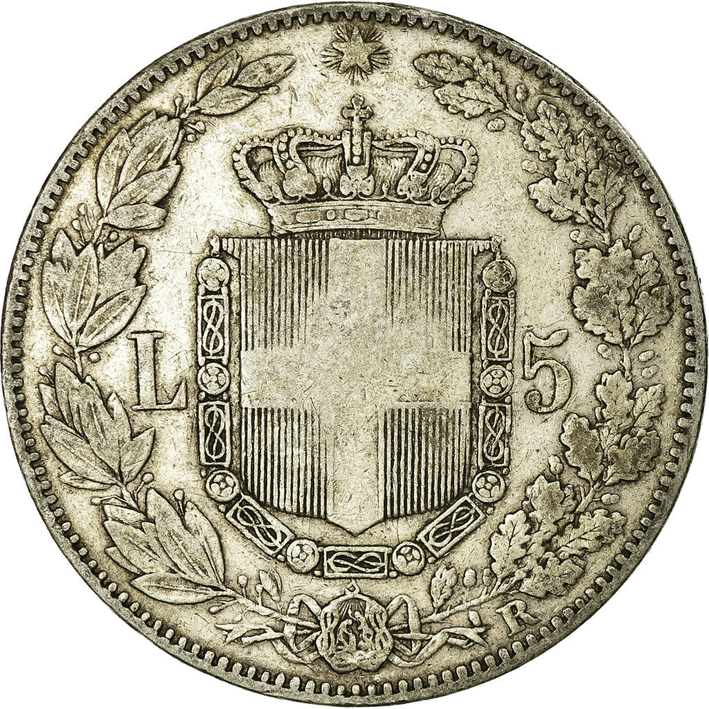 Coin, Italy, Umberto I, 5 Lire, 1879, Rome, VF(20-25), Silver, KM:20