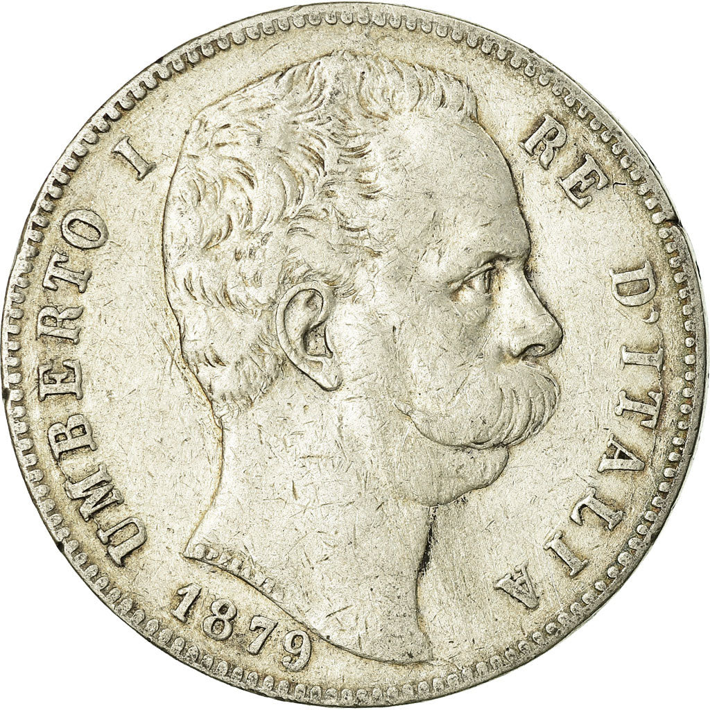 Coin, Italy, Umberto I, 5 Lire, 1879, Rome, VF(20-25), Silver, KM:20