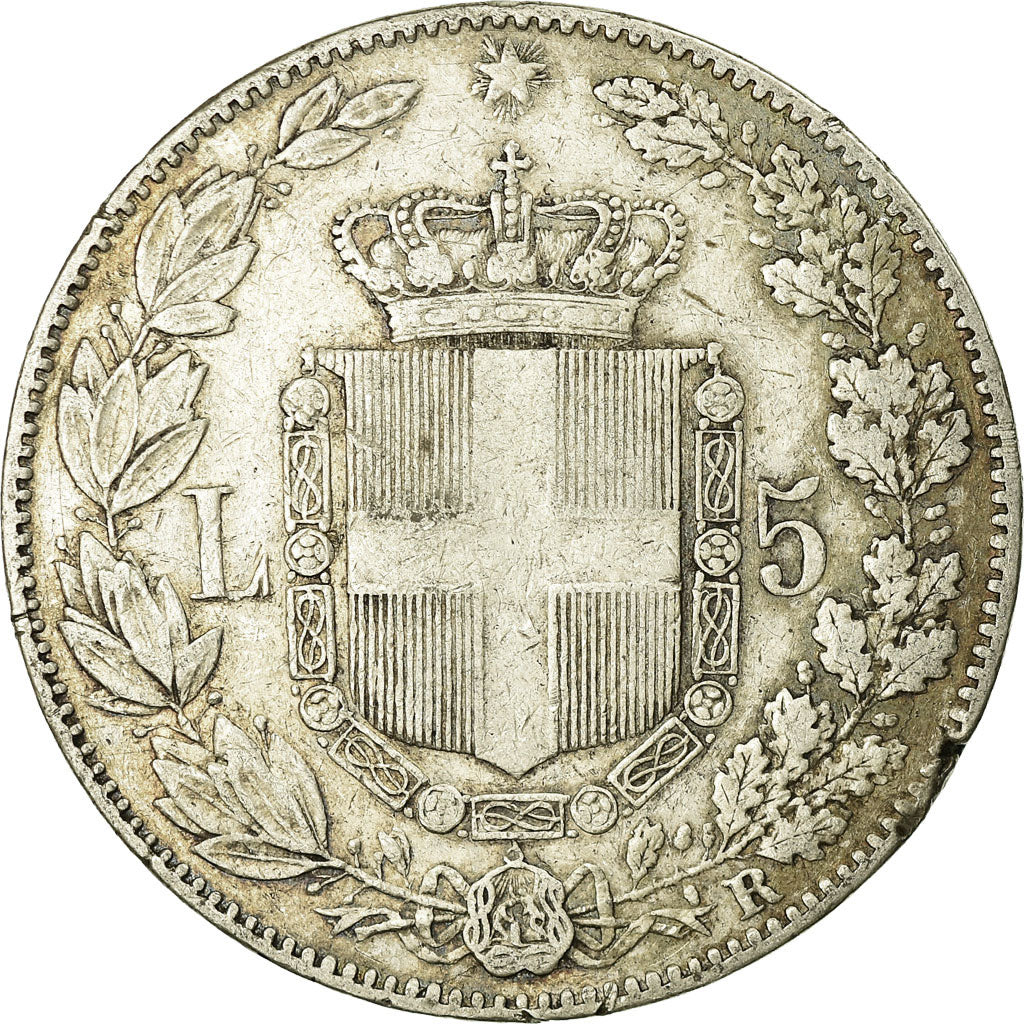 Coin, Italy, Umberto I, 5 Lire, 1879, Rome, VF(20-25), Silver, KM:20