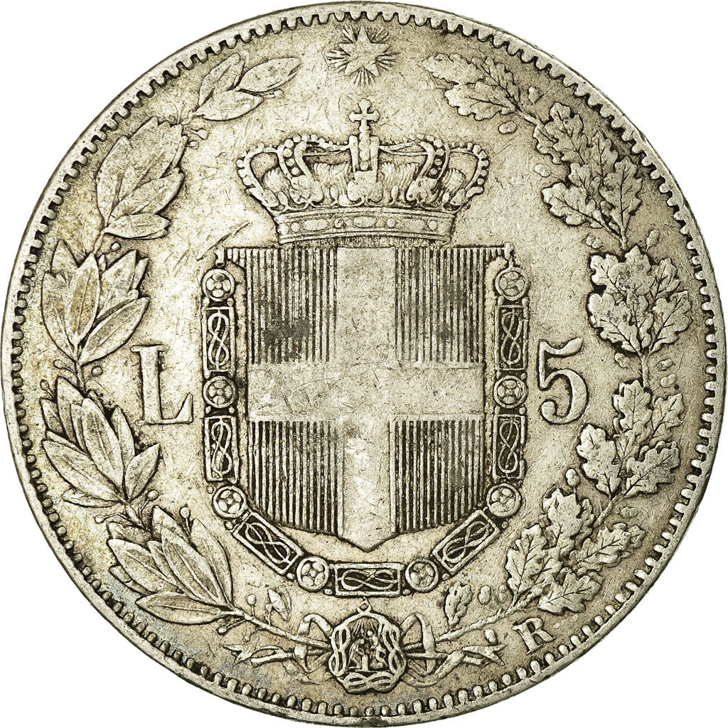 Coin, Italy, Umberto I, 5 Lire, 1879, Rome, VF(20-25), Silver, KM:20