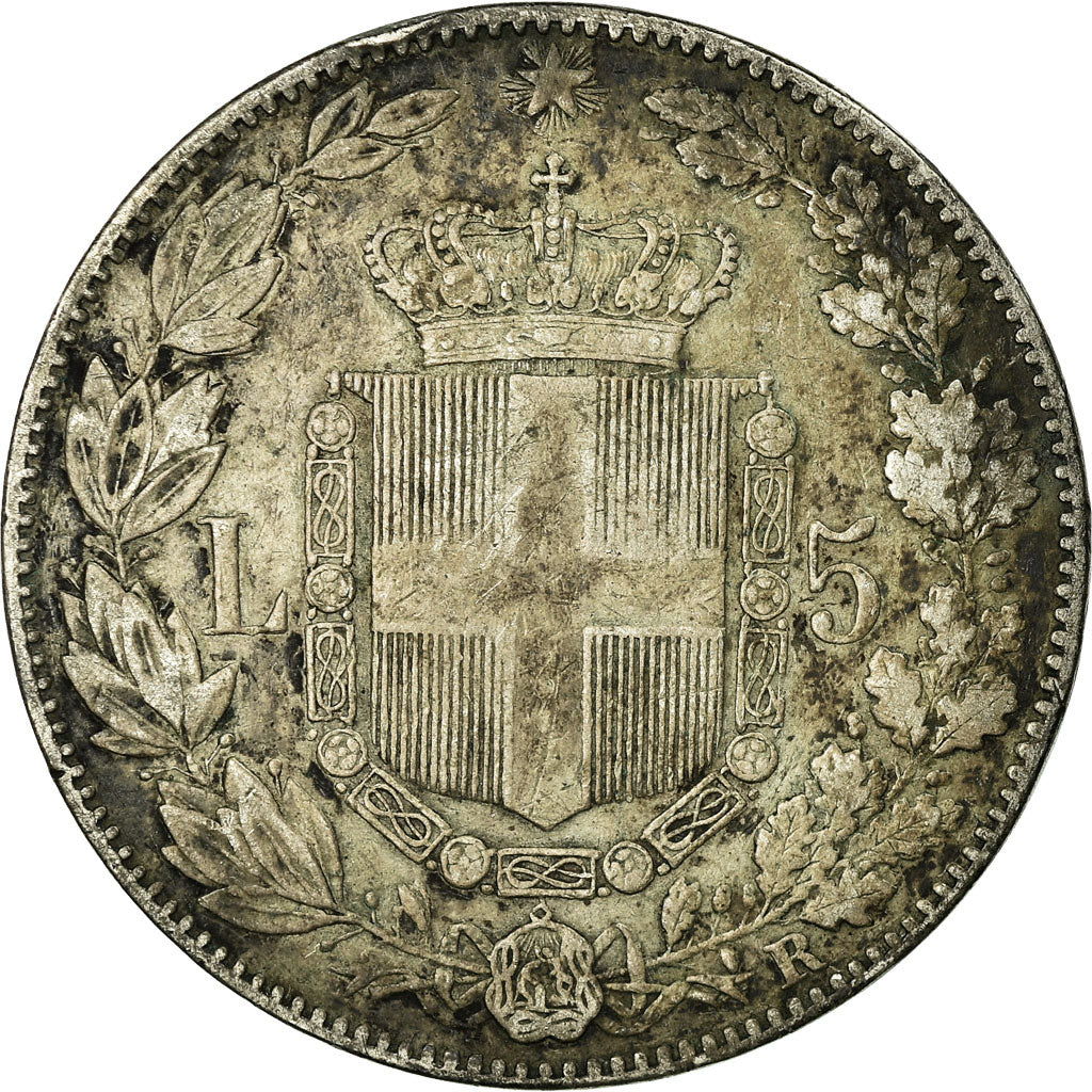 Coin, Italy, Umberto I, 5 Lire, 1879, Rome, VF(20-25), Silver, KM:20