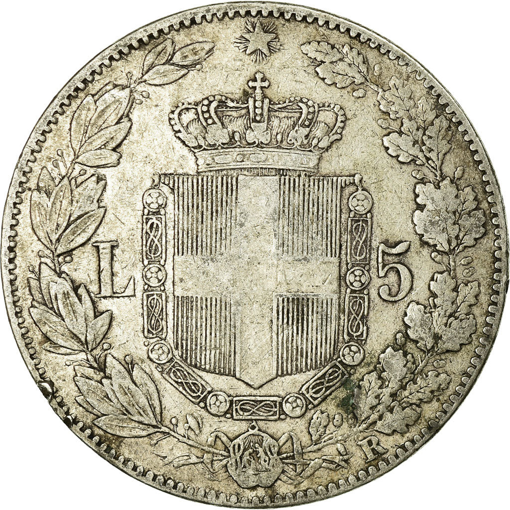 Coin, Italy, Umberto I, 5 Lire, 1879, Rome, VF(20-25), Silver, KM:20