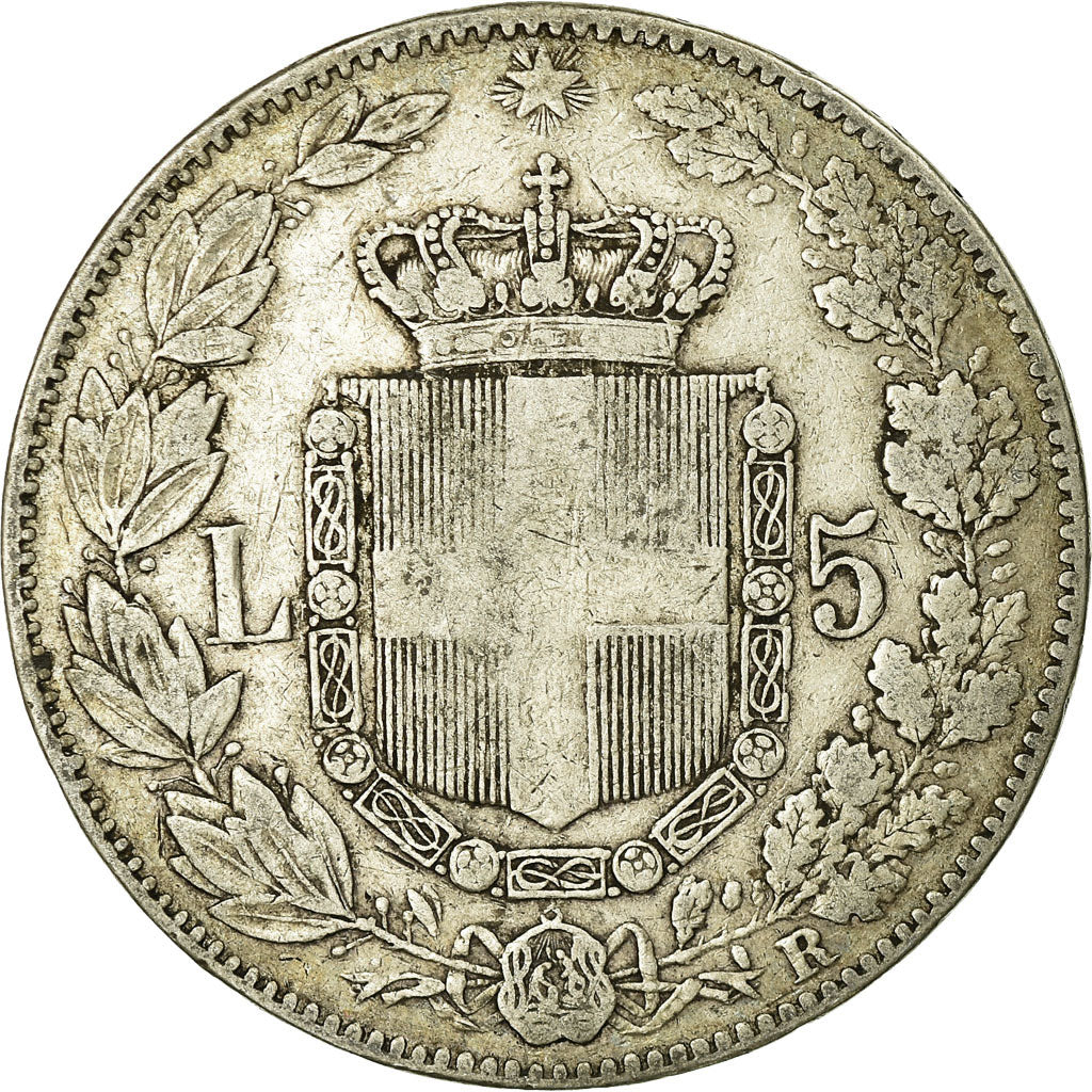 Coin, Italy, Umberto I, 5 Lire, 1879, Rome, VF(20-25), Silver, KM:20