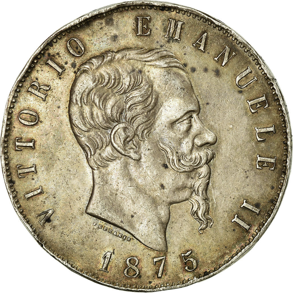 Monnaie, Italie, Vittorio Emanuele II, 5 Lire, 1875, Rome, TB, Argent, KM:8.4