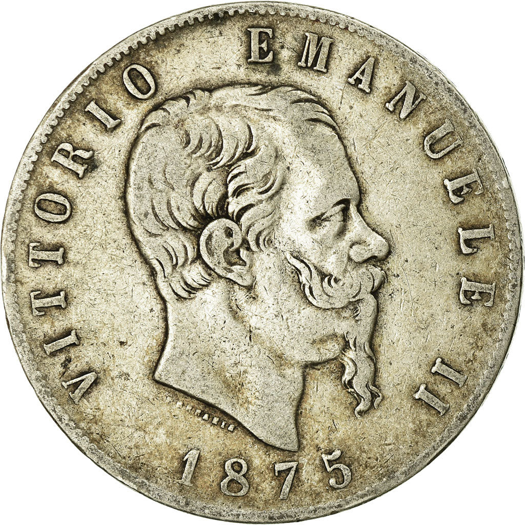 Moneta, Italia, Vittorio Emanuele II, 5 Lire, 1875, Rome, MB, Argento, KM:8.4