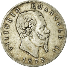 Moneta, Italia, Vittorio Emanuele II, 5 Lire, 1875, Rome, MB, Argento, KM:8.4