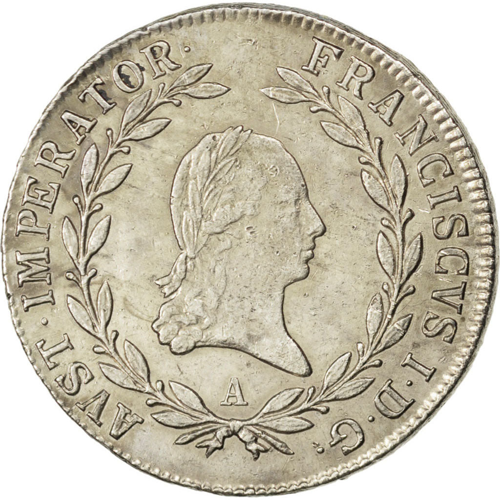AUSTRIA, 20 Kreuzer, 1808, Vienne, KM #2141, AU(55-58), Silver, 28, 6.70