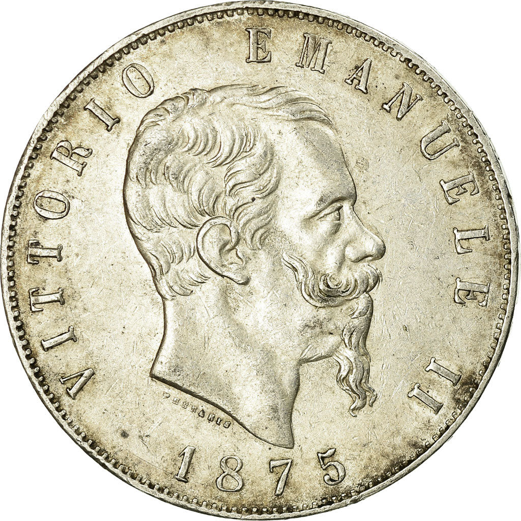 Coin, Italy, Vittorio Emanuele II, 5 Lire, 1875, Rome, VF(30-35), Silver, KM:8.4