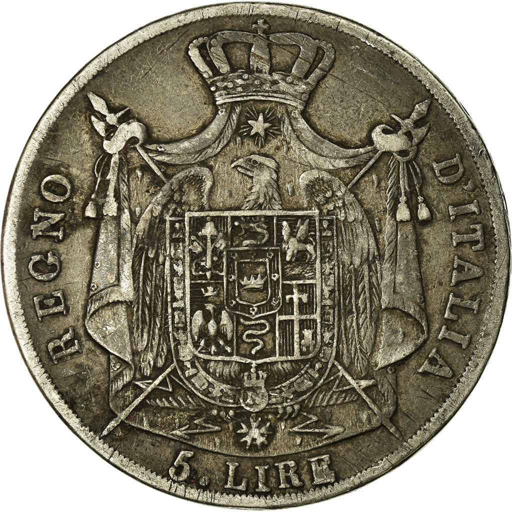 Monnaie, États italiens, KINGDOM OF NAPOLEON, Napoleon I, 5 Lire, 1812, Milan