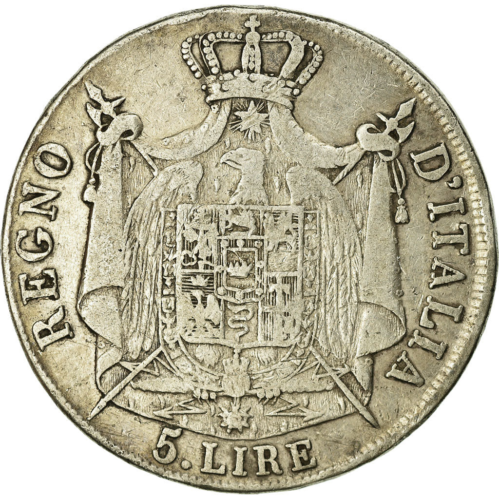 Moeda, ESTADOS ITALIANOS, KINGDOM OF NAPOLEON, Napoleon I, 5 Lire, 1808, Milan