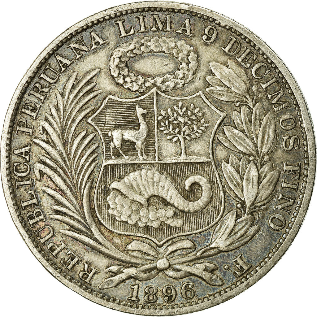 Coin, Peru, Sol, 1896, Lima, VF(30-35), Silver, KM:196.26