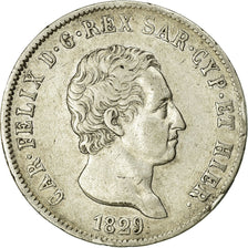 Munten, Italiaanse staten, SARDINIA, Carlo Felice, 5 Lire, 1829, Genoa, FR+