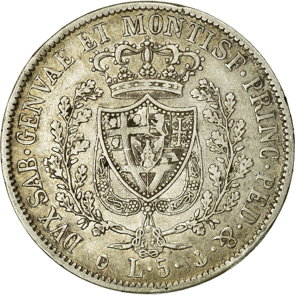 Munten, Italiaanse staten, SARDINIA, Carlo Felice, 5 Lire, 1829, Genoa, FR+